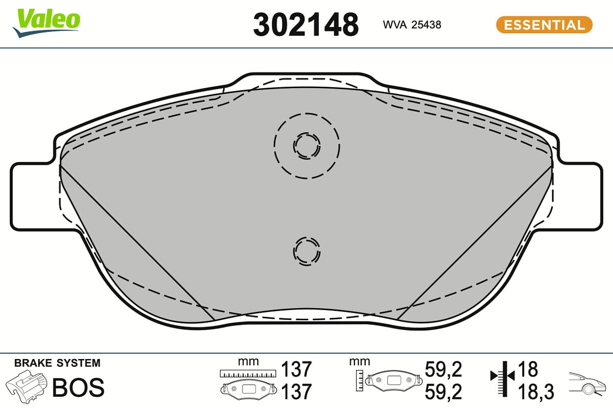 Jeu de 4 plaquettes de frein VALEO ref. 302148